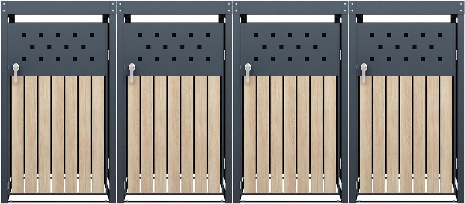 Mülltonnenbox Müllbox Mülltonnenverkleidung 4 Türen Box Pflanzdach Anthrazit Bild 1