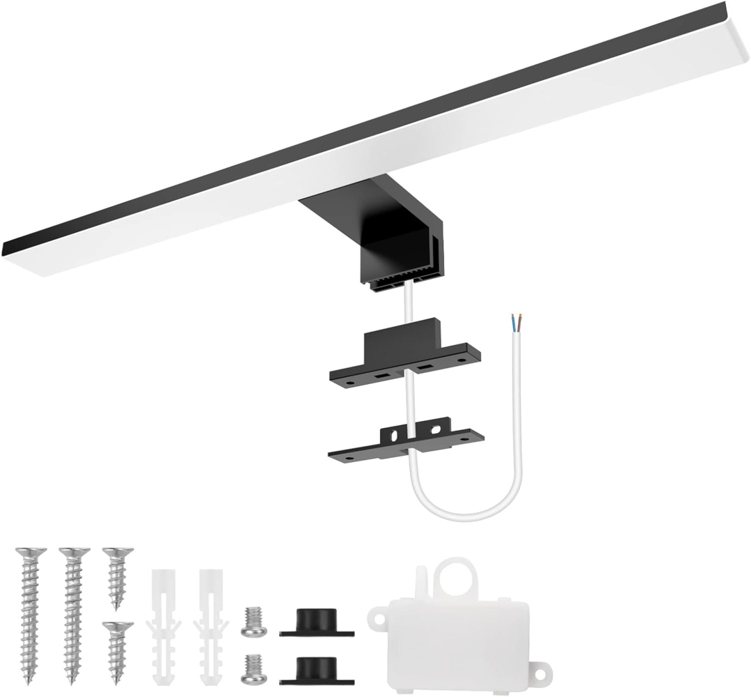 Aourow LED Spiegelleuchte Bad 10W,40cm 820lmn Spiegellampe Badezimmer,Neutralweiß 4000K IP44 Wasserdicht Badlampe Spiegel 230V Spiegelschrank Beleuchtung KLASSE II(Schwarz) Bild 1