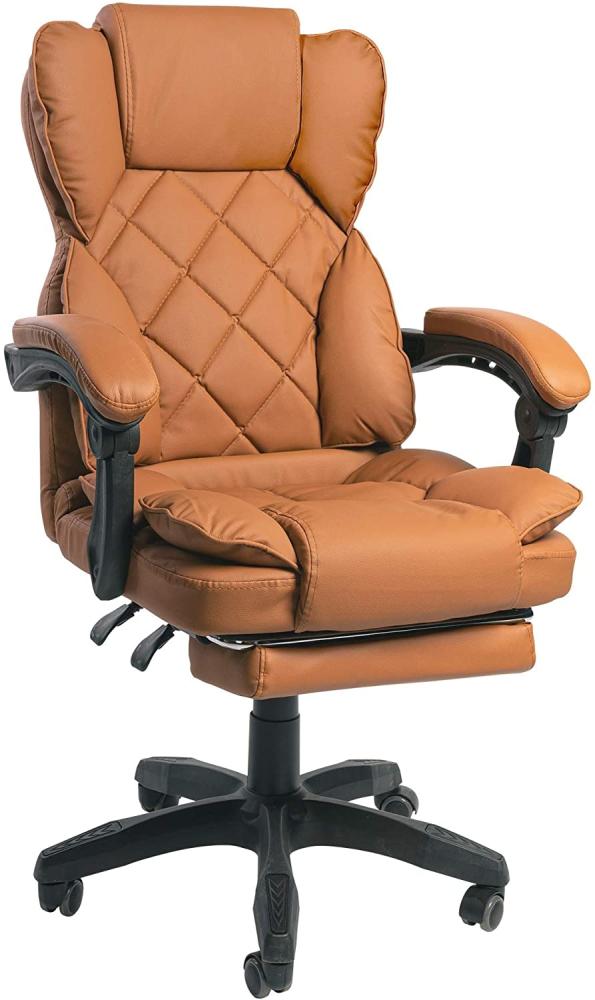 Schreibtischstuhl Design Bürostuhl TV Sessel Chefsessel Relax & Home Office, Kunstleder Braun, (95-105) x 68 x 65 cm Bild 1