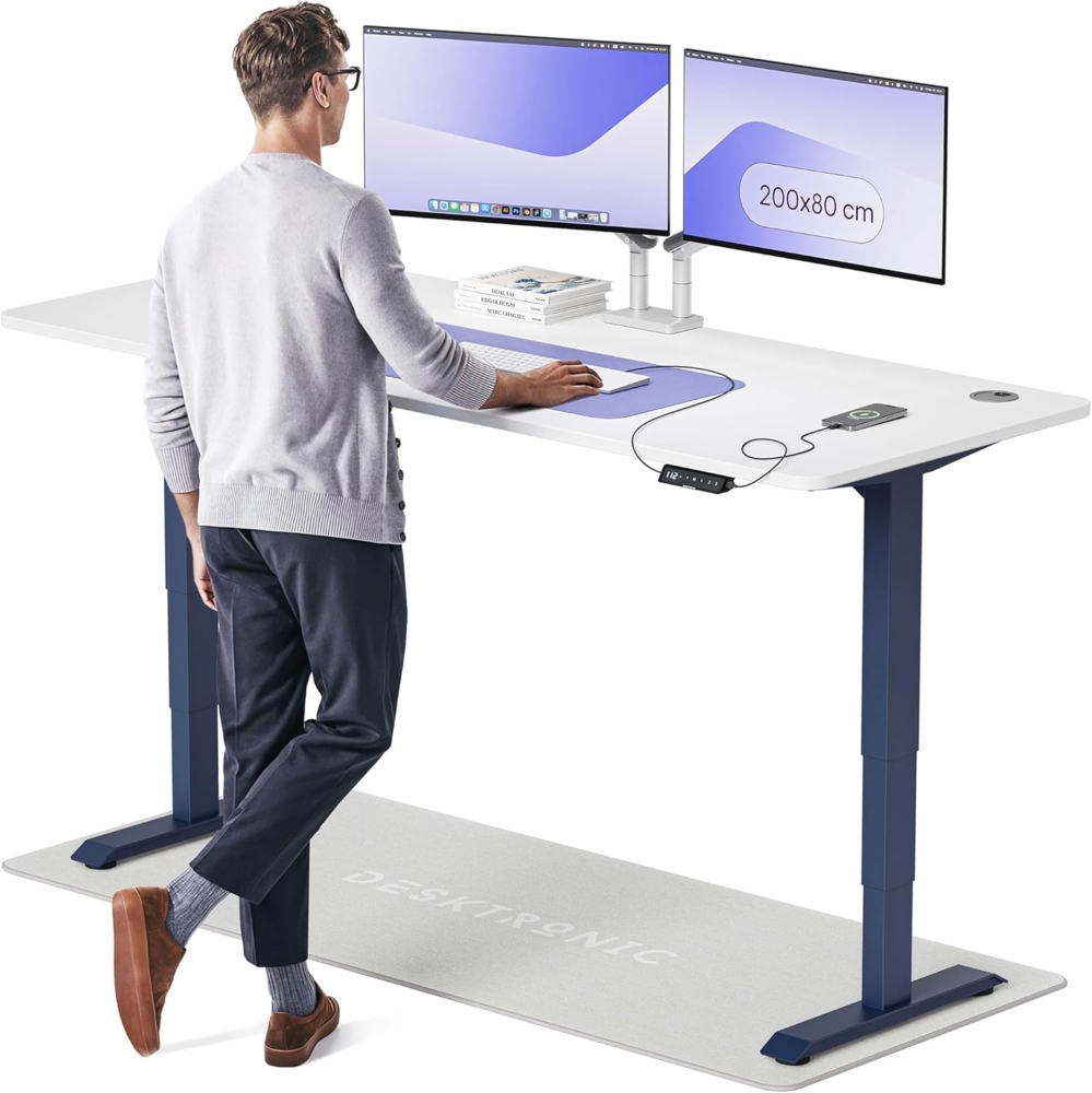 Desktronic Höhenverstellbarer Schreibtisch (200x80 cm) – Elektrisch höhenverstellbar mit flüsterleisem Dual-Motor & Touchscreen – Hohe Tragfähigkeit – Stehtisch HomePro Bild 1