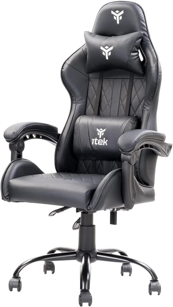 iTek Gaming Chair Rhombus PF10, Polyvinylchlorid, Schwarz, Normale Bild 1