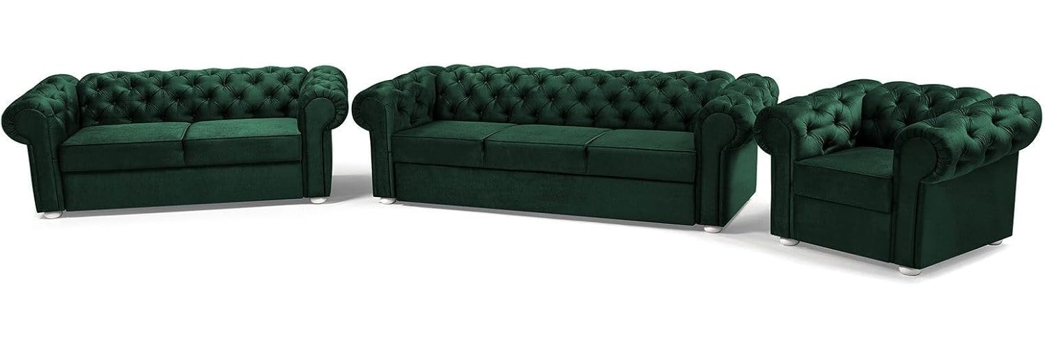 MOEBLO Polstergarnitur Couchgarnitur AVIA 321, (Wohnzimmergarnitur 3+2+1 Dreisitzer-Sofa Zweisitzer-Sofa Sessel Polstermöbel-Set 3+2+1 Sitzgarnitur 3-2-1 Einzelsofa Couch-Set 3-2-1 Polstersessel, Chesterfield Set) Bild 1