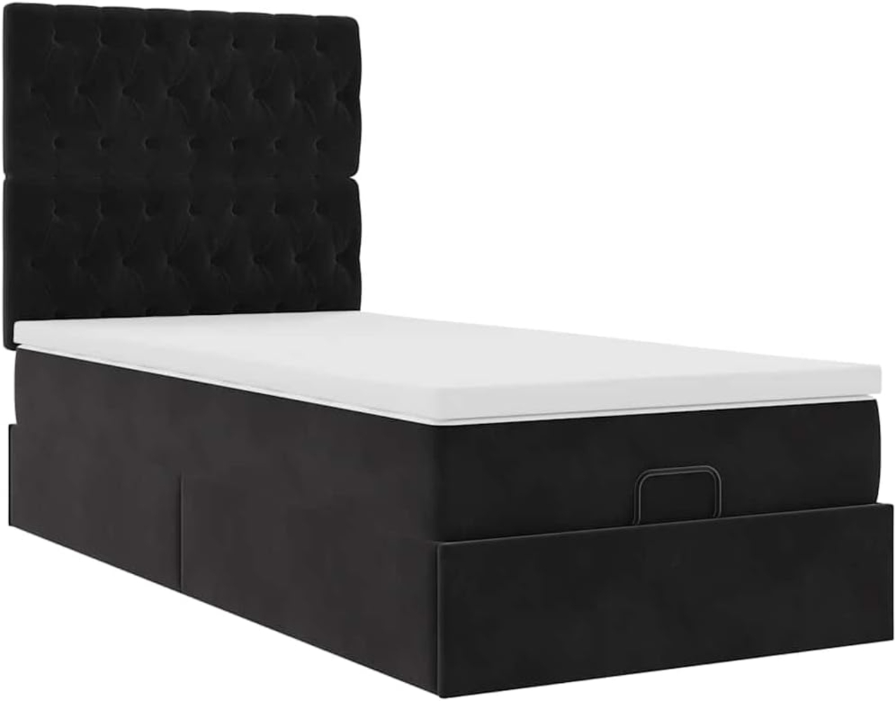 Ottoman-Bett mit Matratzen Schwarz 100x200 cm Samt 3313525 Bild 1