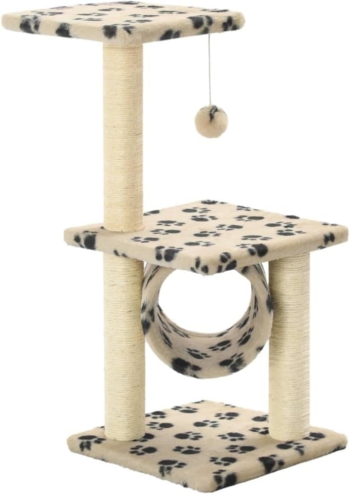 vidaXL Katzen-Kratzbaum Sisal 65 cm Beige Pfoten-Aufdruck 170549 Bild 1