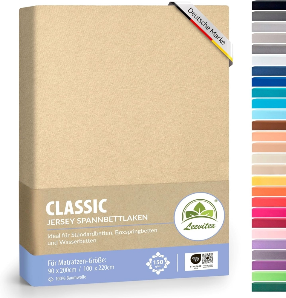 leevitex® Spannbettlaken Spannbettlaken, Mako-Jersey, Gummizug: rundum, (1 Stück), OEKO-TEX® STANDARD 100 zertifiziert Bild 1