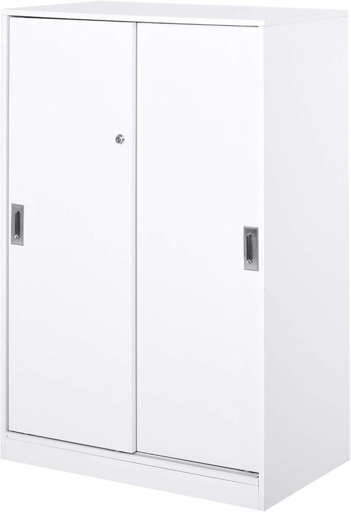 HOMCOM Aktenschrank, Büroschrank mit Türen, großer Bürocontainer mit 3 Regal und 2 Fächern, Aufbewahrungsschrank, E1 Spanplatte, Weiß, 80 x 40 x 120 cm Bild 1