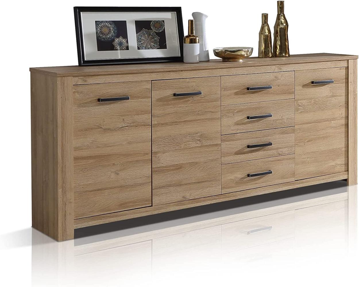 Möbel-Eins HUDSON Sideboard 3 Türen+4 Schubkasten, Material Dekorspanplatte, alteichefarbig Bild 1