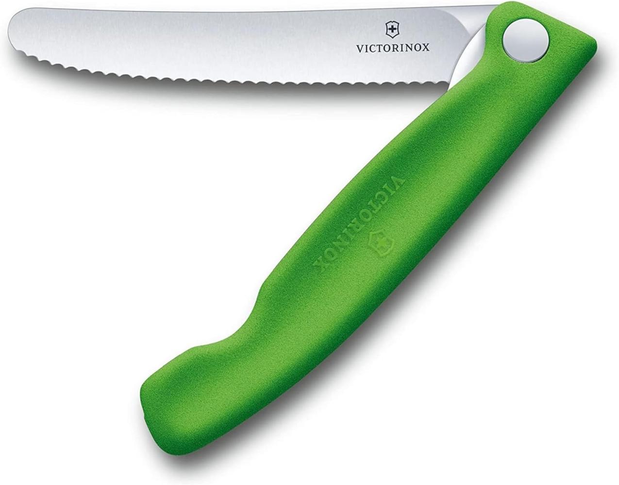 Victorinox Swiss Classic faltbares Gemüsemesser Wellenschliff (11 cm), Grün Bild 1