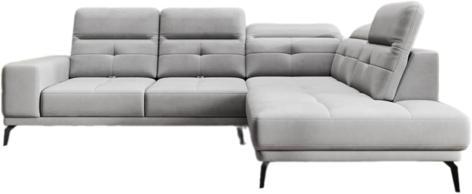 Designer Sofa Isabella mit verstellbarer Kopf- und Rückenlehne Samt Hellgrau Rechts Bild 1