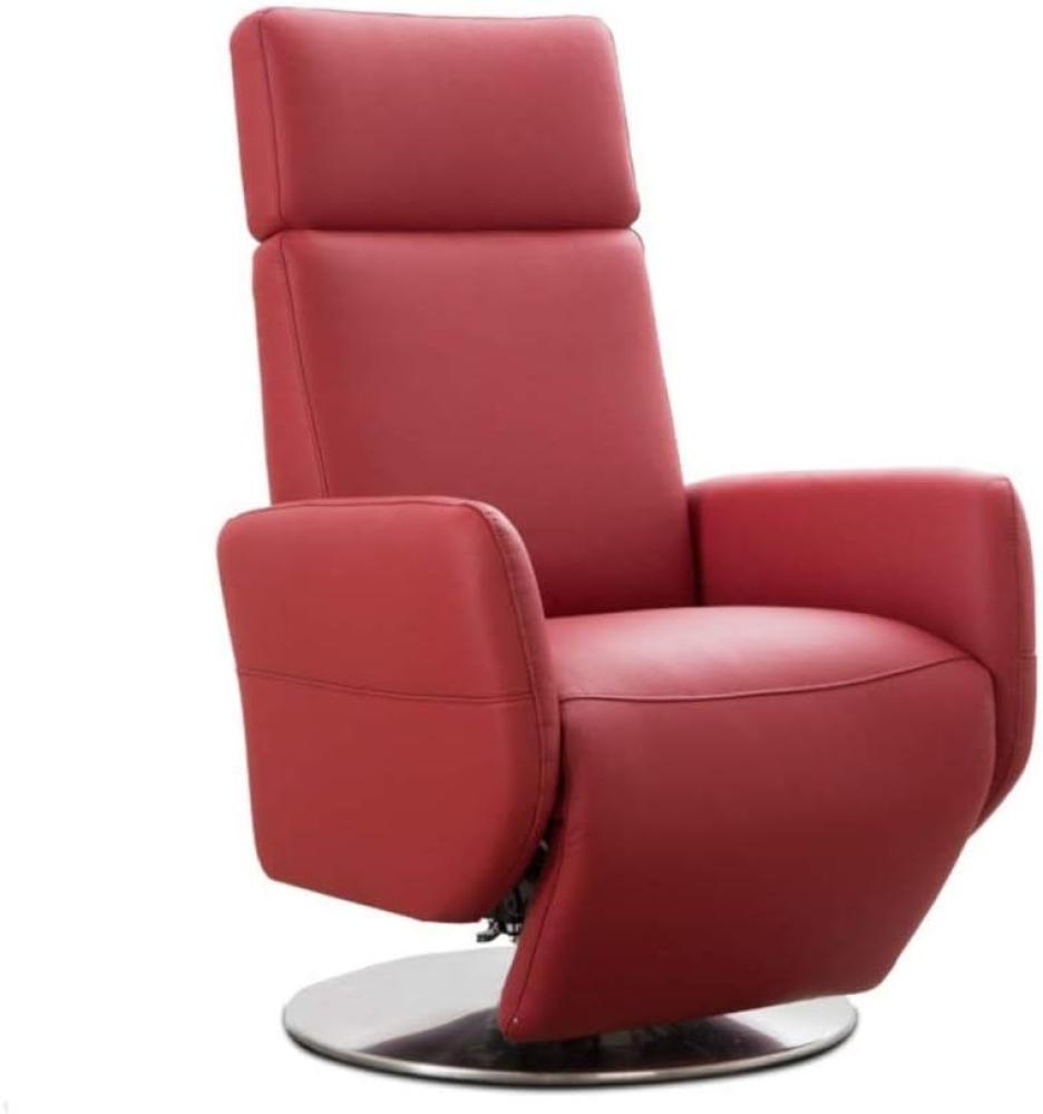 Cavadore TV-Sessel Cobra / Fernsehsessel mit 2 E-Motoren und Akku / Relaxfunktion, Liegefunktion / Ergonomie L / 71 x 112 x 82 / Echtleder Rot Bild 1