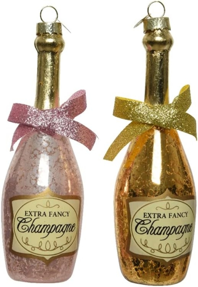 Kaemingk Weihnachtsbaumanhänger Flasche aus Glas mit Schleife Bild 1