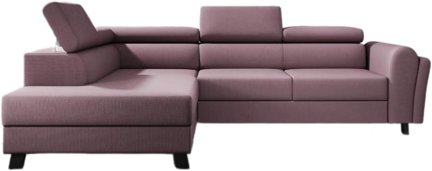 Designer Sofa Kira mit Schlaf- und Klappfunktion Stoff Rosé Links Bild 1