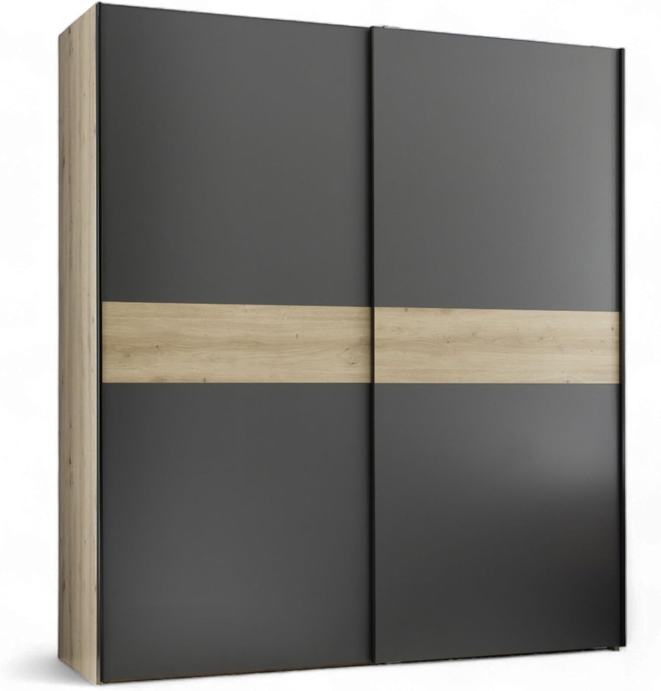 Liam Jugendzimmer Kleiderschrank in Artisan Eiche Optik, Graphit - Vielseitiger Schwebetürenschrank mit viel Stauraum - 170 x 195 x 58 cm (B/H/T) Bild 1