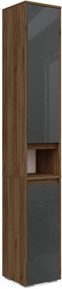 Vicco Hochschran Badschrank Badezimmerschrank Majest Nuss/Anthrazit 2 Türen Bild 1