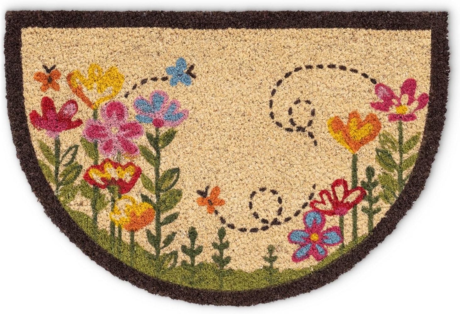 matches21 HOME & HOBBY Fußmatte Kokosmatte Bunte Blumen 40x60 cm als aussen Sauberlaufmatte, rechteckig, Höhe: 15 mm, Rutschfeste Kokos-Türmatte als Outdoor Schmutzfangmatte Bild 1