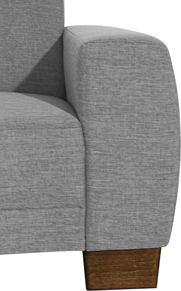 Blackpool Ecksofa Flachgewebe Leinenoptik Grau Buche Nussbaumfarben Bild 1
