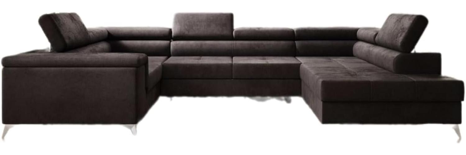 Designer Sofa Torino mit Schlaf- und Klappfunktion Samt Dunkelbraun Rechts Bild 1