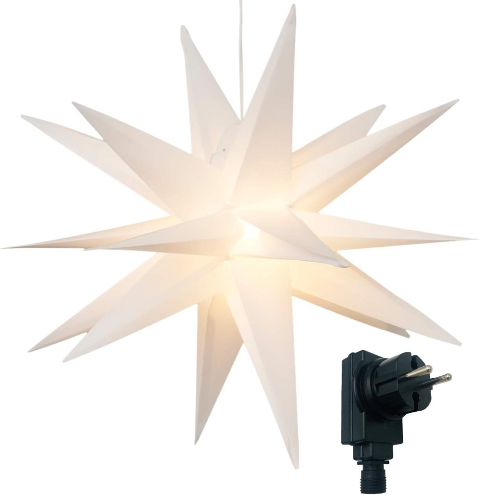 Bonetti 3D Leuchtstern inkl. warm-weißer LED Beleuchtung | für Innen und Außen geeignet | hängend | 7,5 m Zuleitung (weiß, ca. 57 x 44 x 48 cm) Bild 1