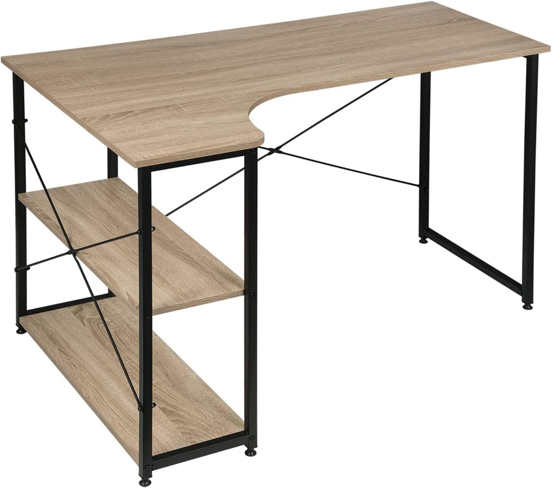 EUGAD Schreibtische Computertisch PC-Tisch Bürotisch Arbeitstisch mit Bücherregal Holz 120 x 74 x 71,5 cm Schwarz+Hell Eiche 0073ZZ Bild 1