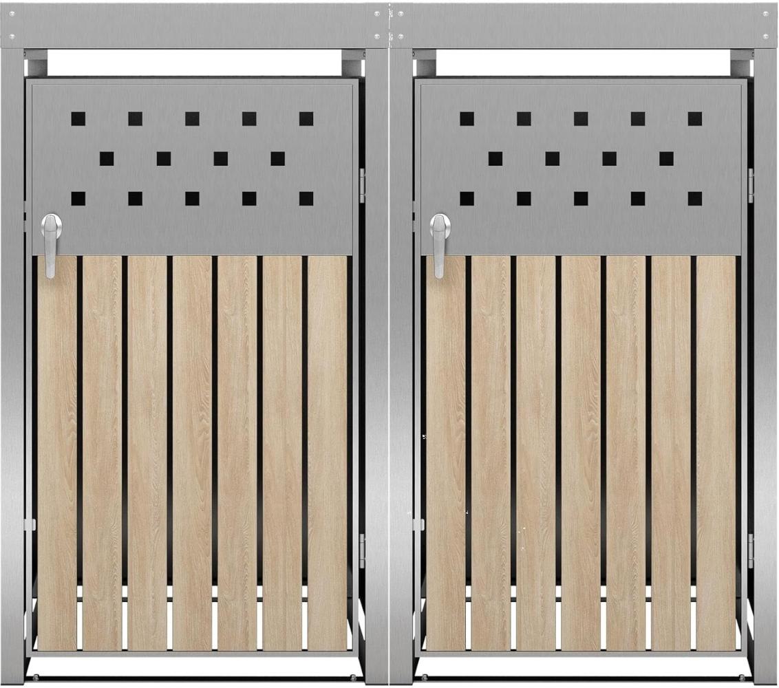 Mülltonnenbox Müllbox Mülltonnenverkleidung 2 Türen Box Pflanzdach Edelstahl Bild 1