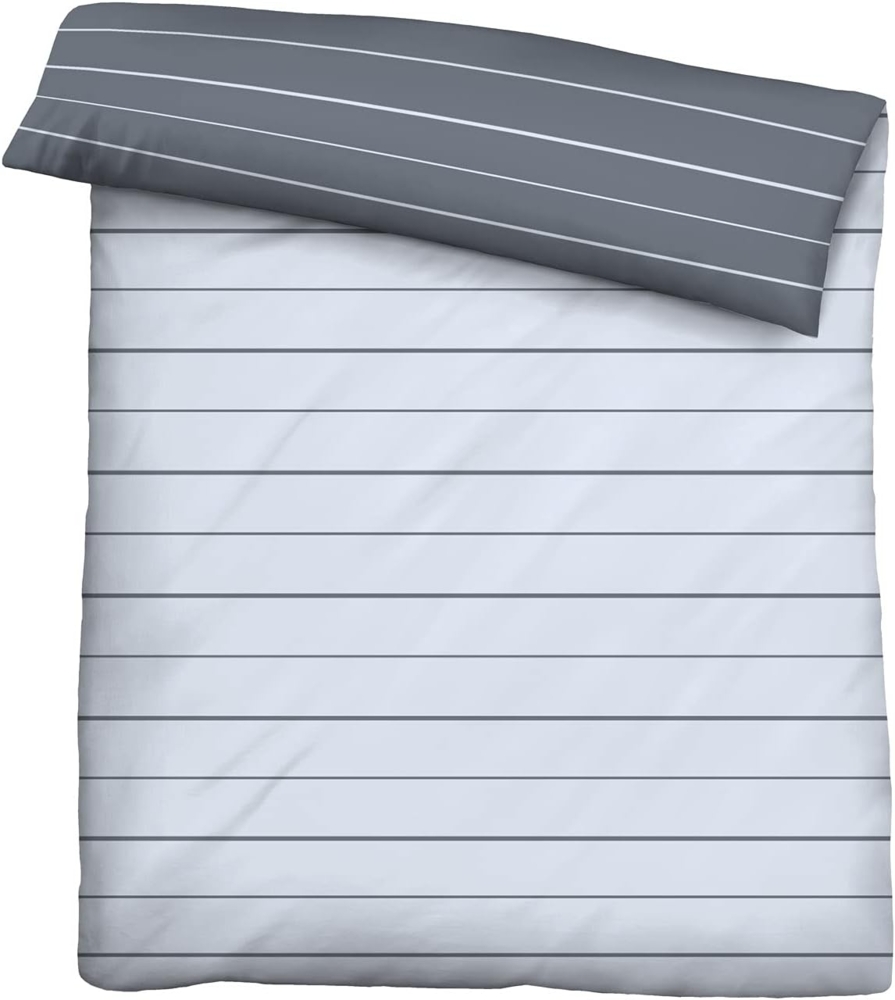 biberna 0636044 Mako-Satin Bettwäsche STREIFEN - MIX & MATCH, blau, 1x 200x200 cm Bild 1