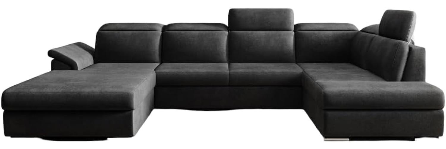 Designer Sofa Emiliano mit Schlaf- und Klappfunktion Samt Anthrazit Links Bild 1