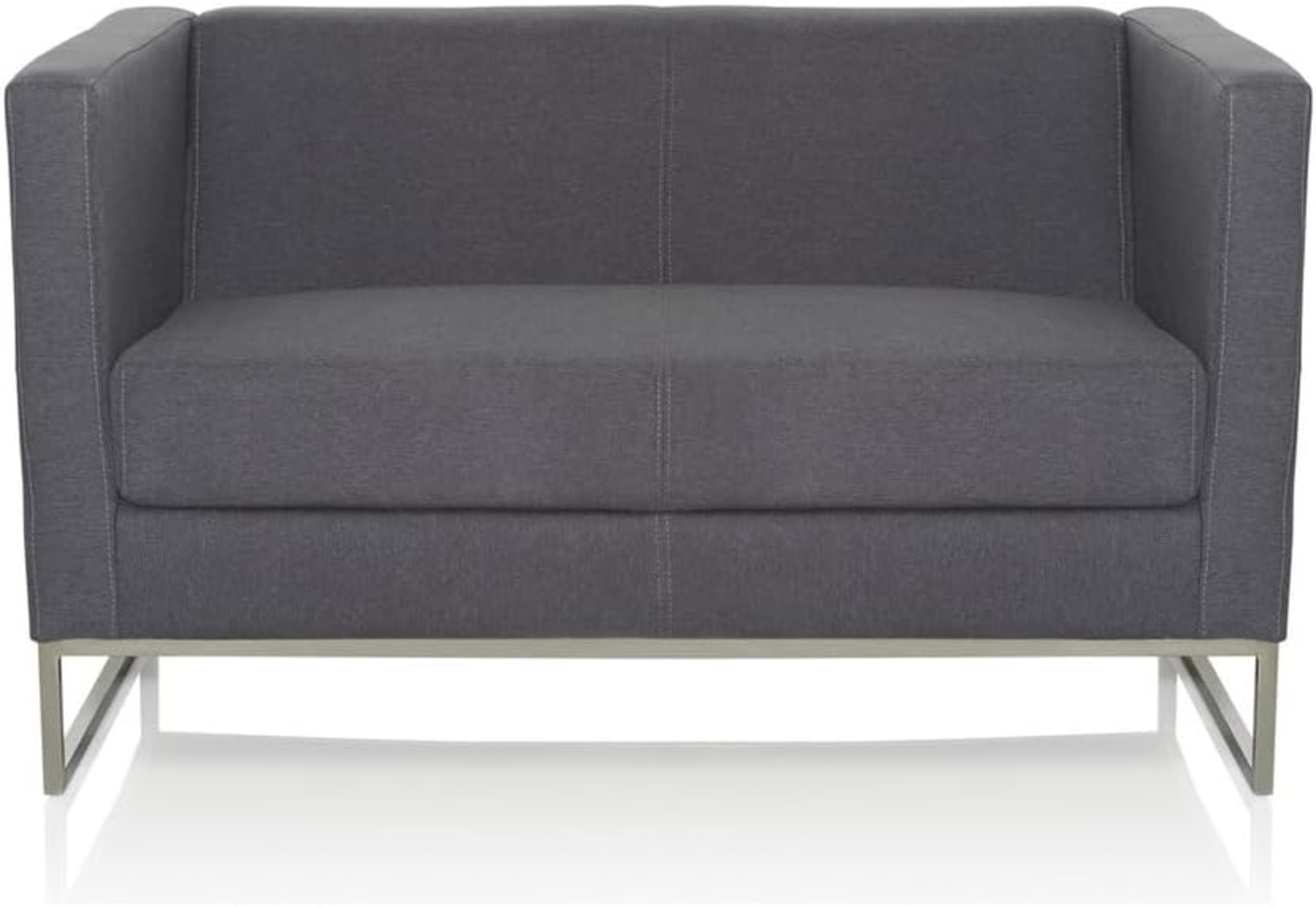 hjh OFFICE 713502 Lounge Sofa Barbados Stoff Grau Moderne 2-Sitzer Couch für höchsten Sitzkomfort Bild 1