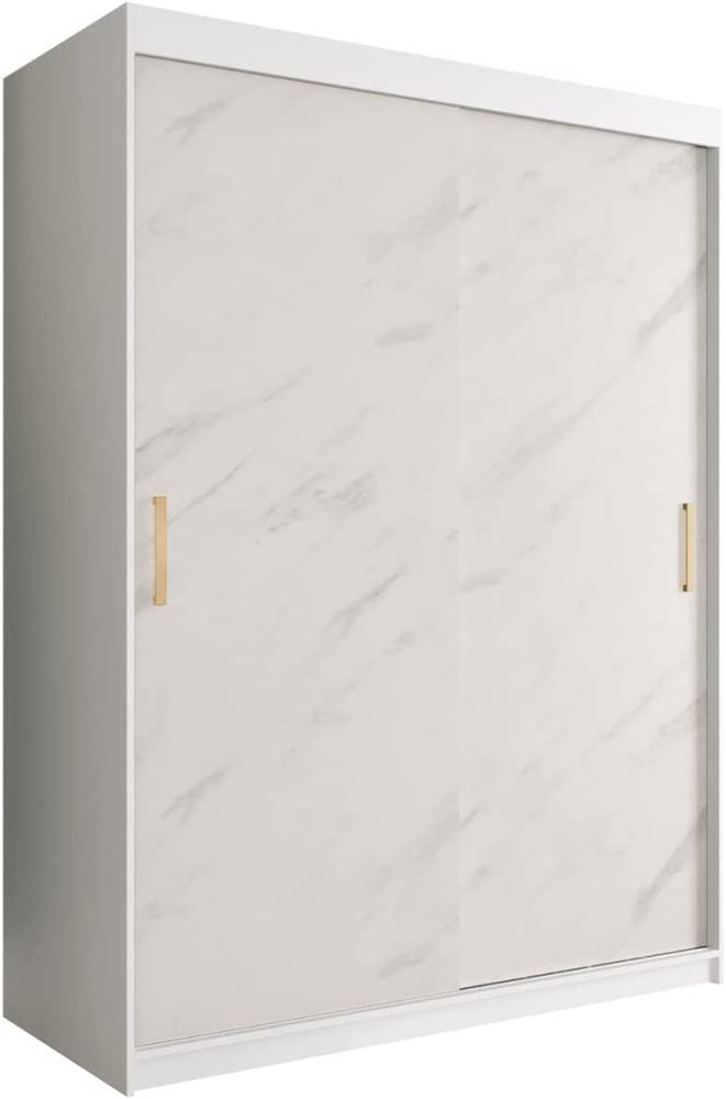 Kleiderschrank Kamoga T 150 (Weiß / Marmor Weiß + Gold, mit Schubladen) Bild 1