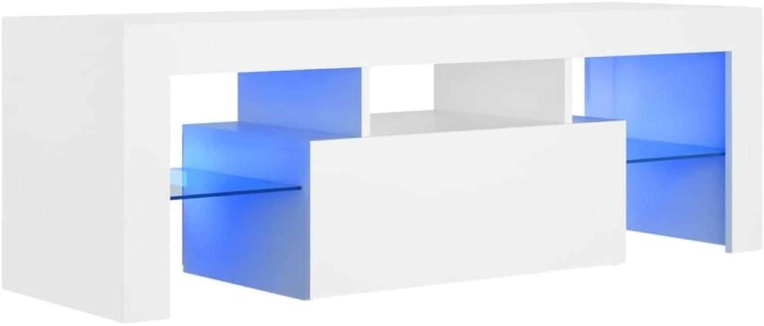 vidaXL TV Schrank mit LED-Leuchten Lowboard Fernsehschrank Fernsehtisch Sideboard HiFi-Schrank TV Möbel Tisch Board Weiß 120 x 35 x 40 cm Bild 1