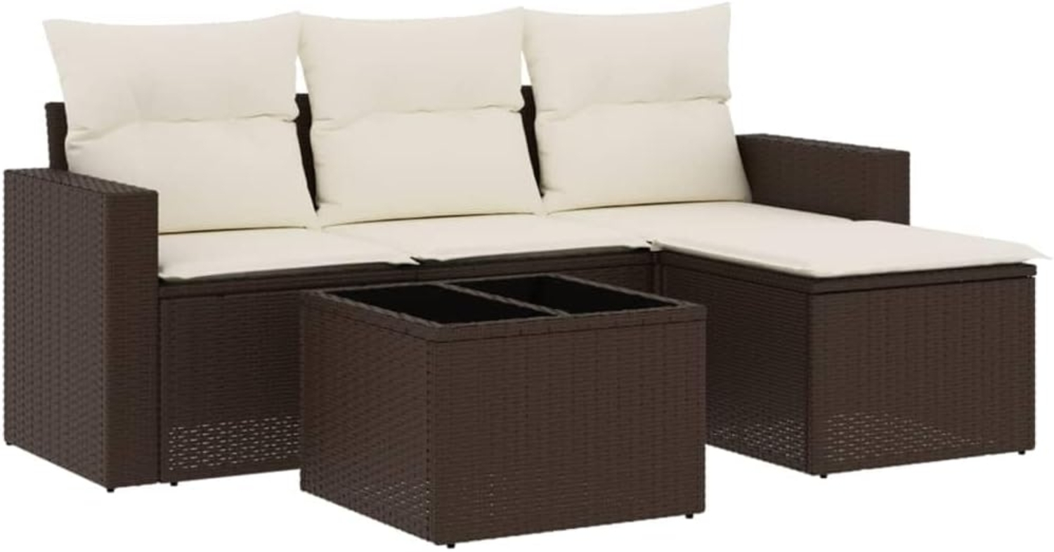 vidaXL 5-tlg. Garten-Sofagarnitur mit Kissen Braun Poly Rattan 3218873 Bild 1