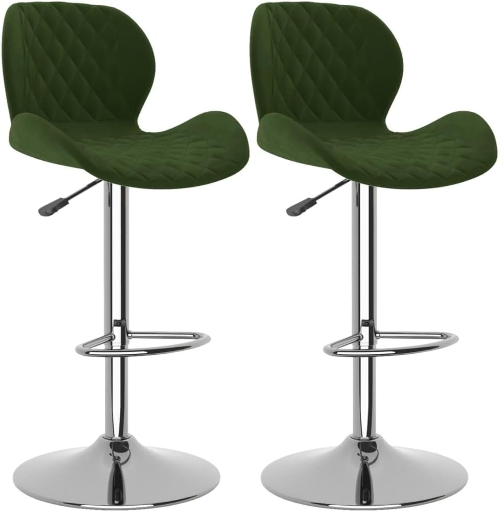 vidaXL Barhocker 2 Stk. Dunkelgrün Samt, Drehbar [334914] Bild 1