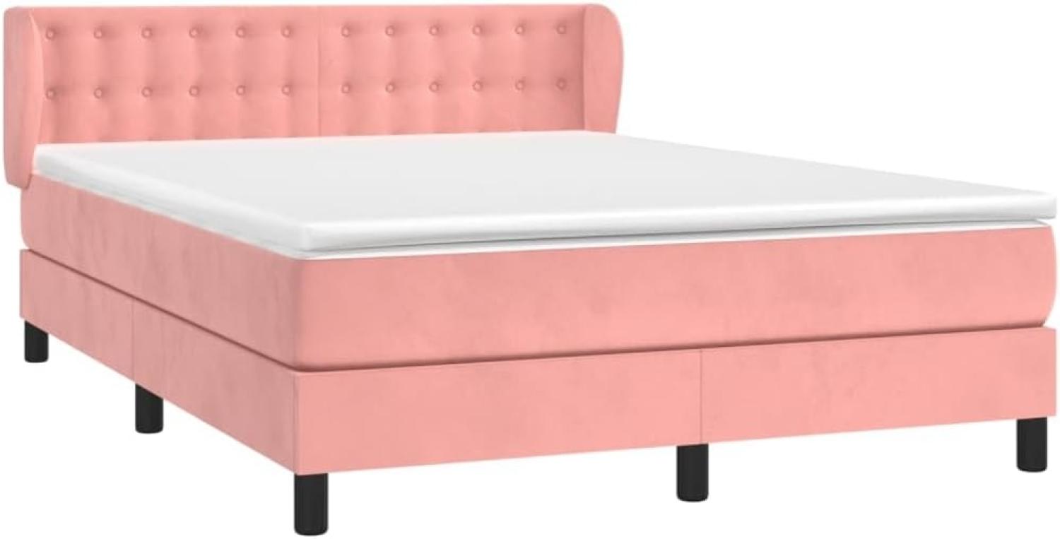 vidaXL Boxspringbett mit Matratze Rosa 140x200 cm Samt 3127738 Bild 1