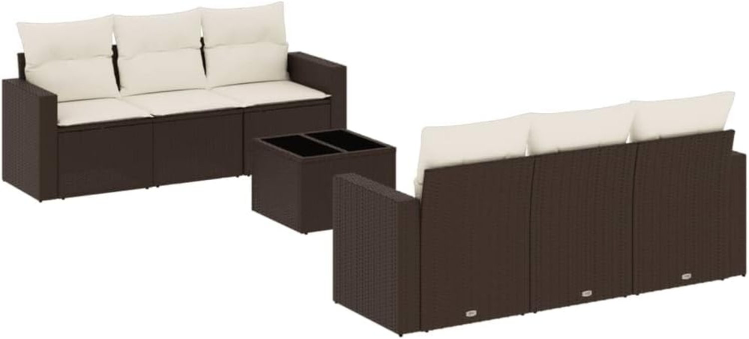 vidaXL 7-tlg. Garten-Sofagarnitur mit Kissen Braun Poly Rattan 3251050 Bild 1