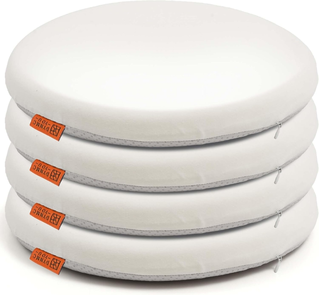 DYNMC you Sitzkissen Stuhl - Stuhlkissen 39x39 - Rund Set, Mittelhart H3 - Sitzkissen Bank Memory Schaumstoff - Sitzpolster Stuhl Bild 1