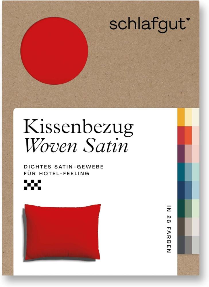 Schlafgut Woven Satin Bettwäsche|Kissenbezug einzeln 60x80 cm| red-deep Bild 1