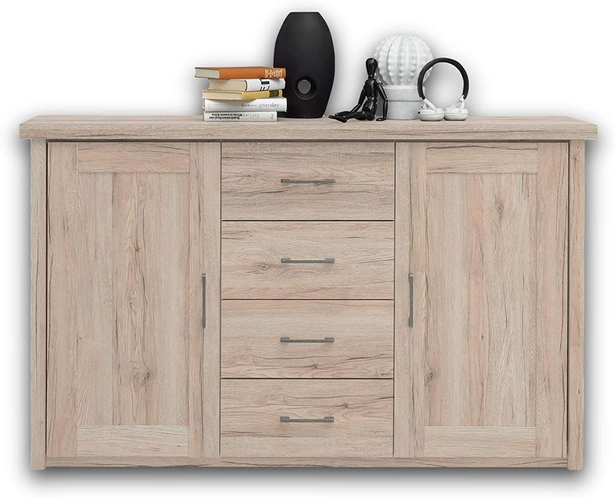 LUCA KOMFORT Elegante Schlafzimmer Kommode im Landhausstil - stilvolles & ausdrucksstarkes Sideboard in Eiche San Remo für Ihr Schlafzimmer - 150 x 91 x 42 cm (B/H/T) Bild 1