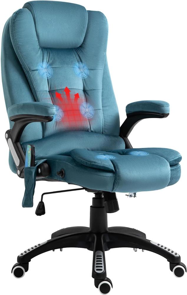 Vinsetto Massagesessel Chefsessel mit Massagefunktion höhenverstellbarer Drehstuhl ergonomischer Gamingstuhl Bürostuhl Massage Blau 67 x 74 x 107-116 cm Bild 1