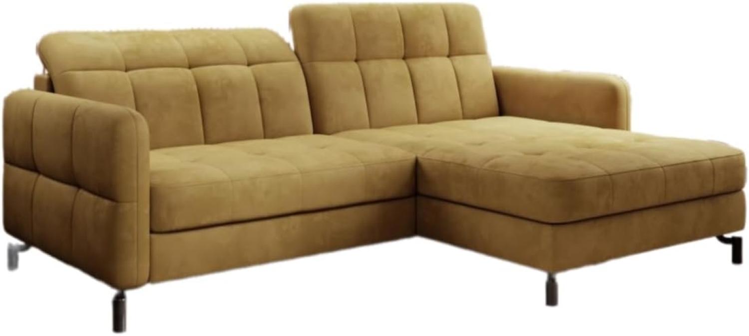 Designer Sofa Loria mit Schlaf- und Klappfunktion Senf Rechts Bild 1