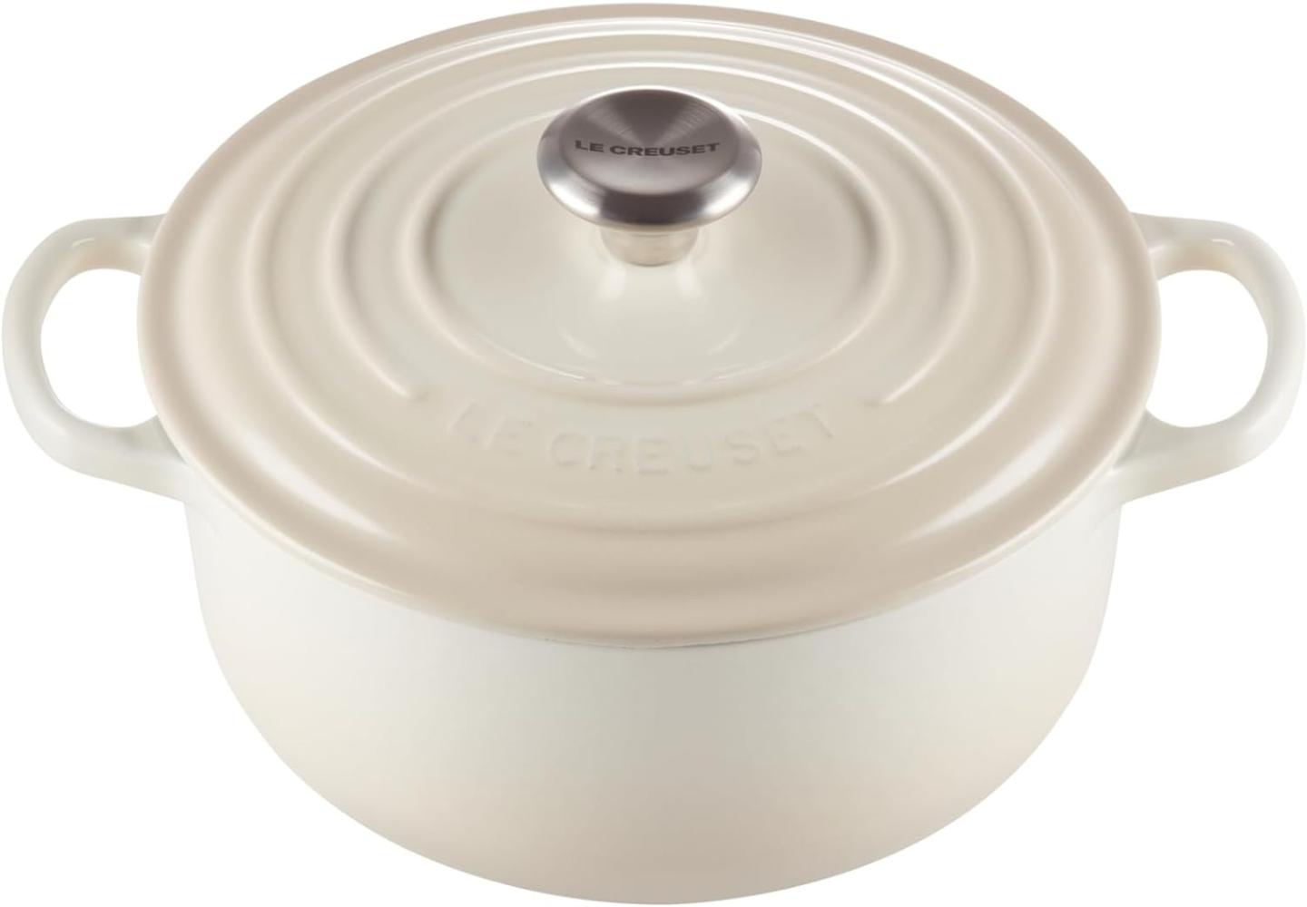 Le Creuset Signature Gusseisen-Bräter mit Deckel, Für alle Herdarten und Induktion geeignet, Rund, Meringue, 22,0 cm, 3.3 Bild 1