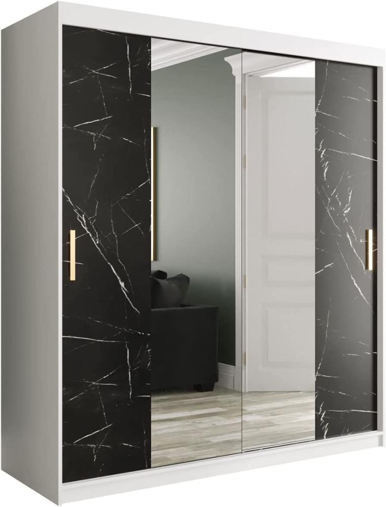 Kleiderschrank Kamoga T1 180 (Weiß / Marmor Schwarz + Gold, ohne Schubladen) Bild 1