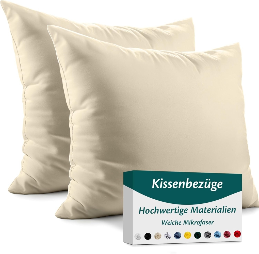 Kissenbezug 60x60 Mikrofaser Premium 2er Set Kissenhülle Deko für Kissen Sofa/Bett Stoff Superweicher Resistent Hypoallergen Anti-Milben Atmungsaktiv Kopfkissenbezug mit Verdecktem Zip Voll Waschbar Bild 1