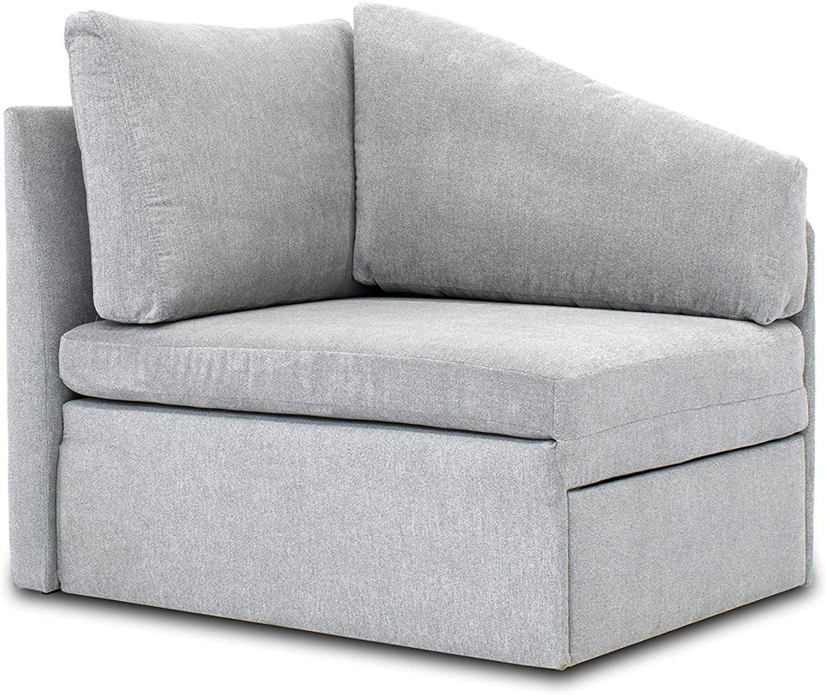 DOMO Collection Delta Sofa, Schlafsofa, Schlafsessel, Gästebett, tiny couch, Ecksessel, hellgrau, 116x81x83 cm Bild 1