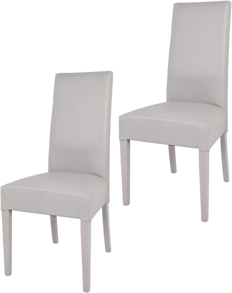 Tommychairs - 2er Set Moderne Stühle Luisa für Küche und Esszimmer, robuste Struktur aus lackiertem Buchenholz Farbe Hellgrau, Gepolstert und mit hellgrauem Kunstleder bezogen Bild 1