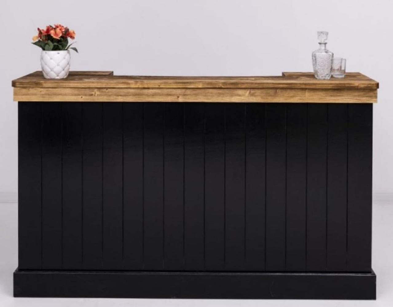 Casa Padrino Landhausstil Bar Theke Schwarz / Braun 180 x 51 x H. 107 cm - Massivholz Thekentisch - Massivholz Barmöbel - Barmöbel im Landhausstil - Landhausstil Einrichtung Bild 1