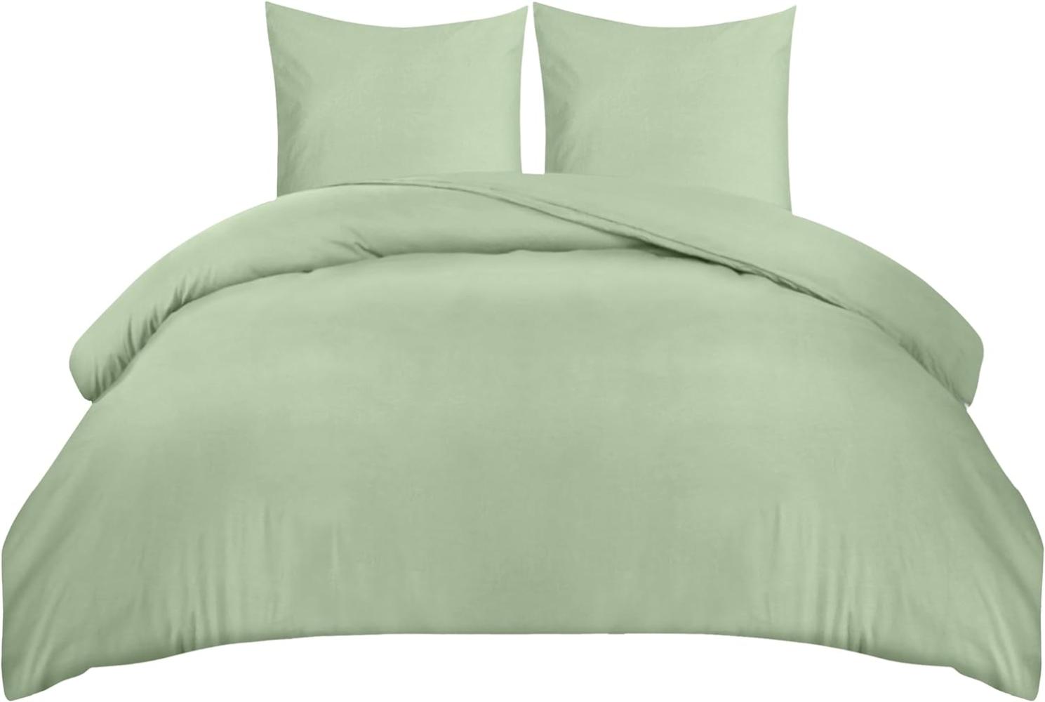 Utopia Bedding Bettwäsche Set - Mikrofaser Bettbezug 260x240 cm + 2 Kissenbezüge 65x65 cm - Salbeigrün Bild 1