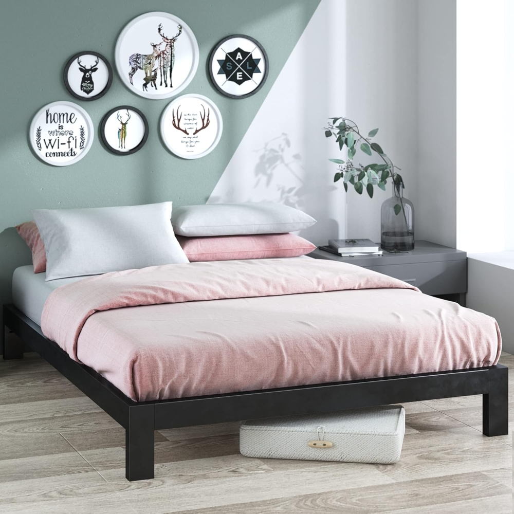 Zinus Modern Studio 25,4 cm Plattform 2000 Metallbettrahmen / Matratzenbasis/ Keine Boxspring erforderlich/ Stabiler Holzlattenrost/ Schnelle, einfache Montage/ 120 x 190 cm Bild 1