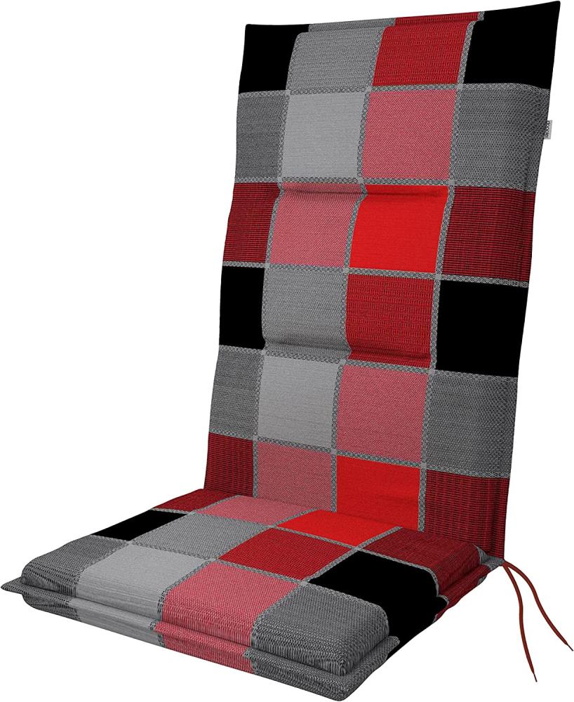 Doppler Hochlehnerauflage Spot ca. 118x48x5 cm karo rot-schwarz Bild 1