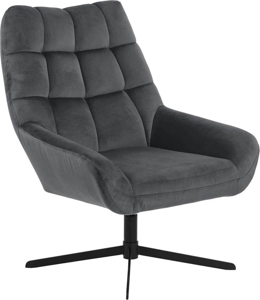 AC Design Furniture Pareesa Lounge Sessel mit Drehfunktion, Bezug in Dunkelgrau und Schwarzen Stahlbeinen, Polstersessel im Modernen Stil, Wohnzimmermöbel, B: 73 x H: 88 x T: 82 cm Bild 1