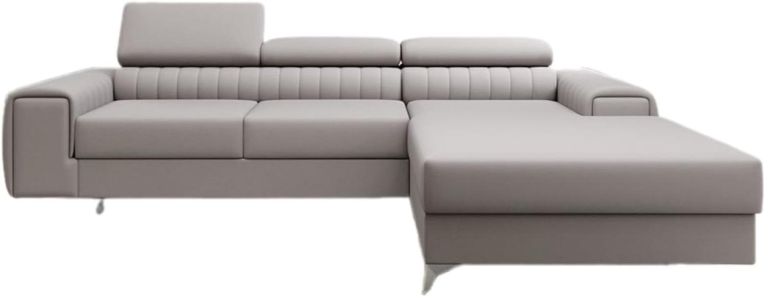 Designer Sofa Melinda mit Schlaf- und Klappfunktion Stoff Beige Rechts Bild 1