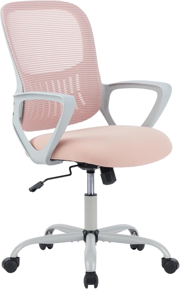 Sweetcrispy Bürostuhl Ergonomisch, Schreibtischstuhl mit Lendenwirbelstütze, Verstellbaren Armlehnen Drehstuhl, Höhenverstellbarer Office Chair, Bürostühle Geeignet für Büro und Schlafzimmer (Pink) Bild 1